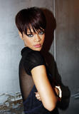 Rihanna shows legs and cleavage in sheer black dress at Good Girl Gone Bad Screening Party in New York